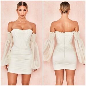 House of CB Beau Dress Ivory Draped Corset Dress Size XS Wedding Rehearsal Party